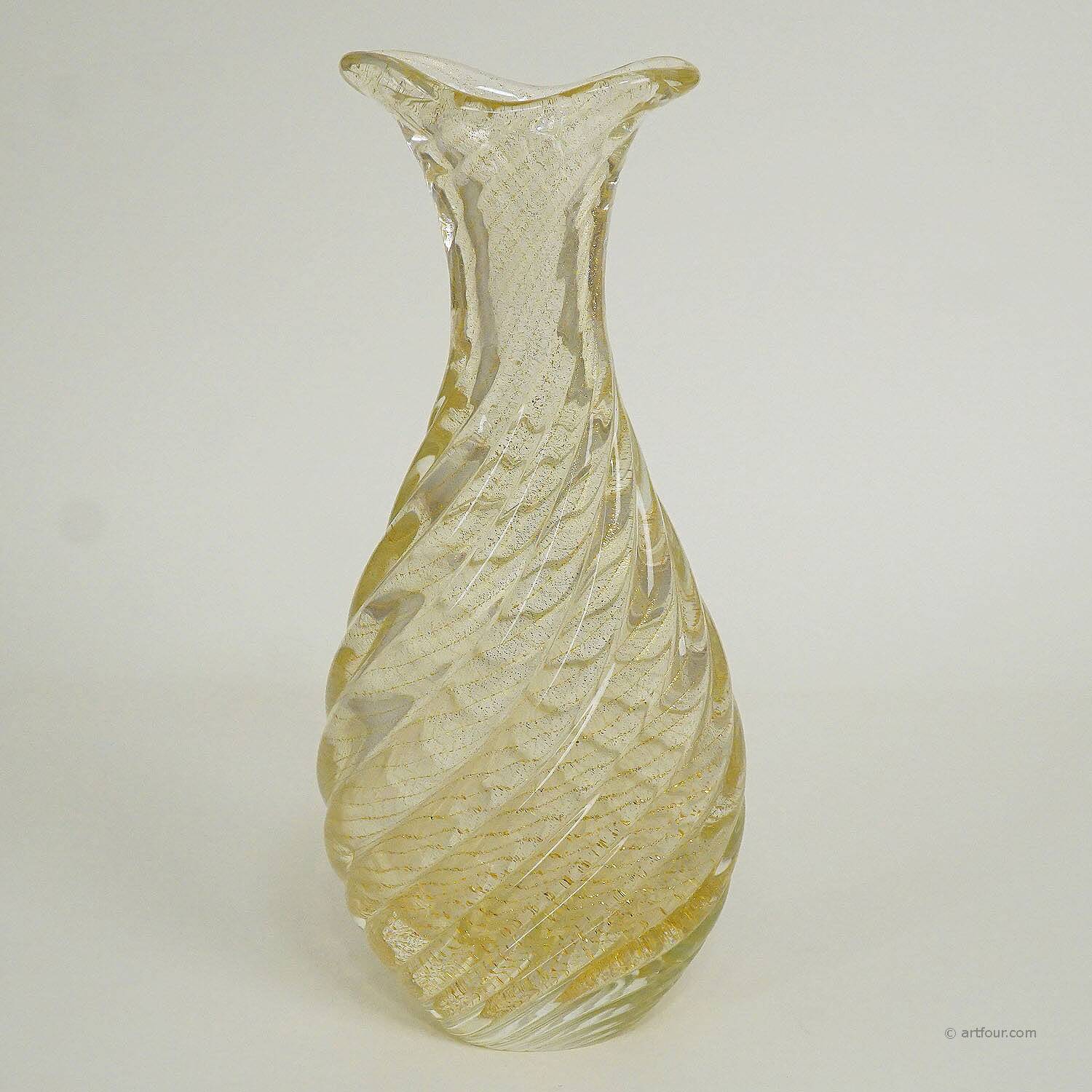 Flavio Poli for Seguso Vetri d'Arte Incrociato oro vase 1949