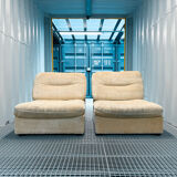 Pair of vintage beige velvet chairs