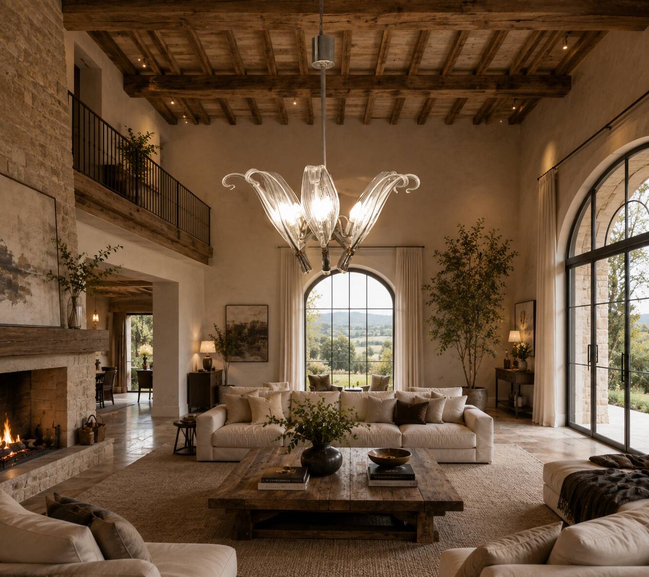 Extraordinary Large Transparent Murano Glass Leaves Chandelier by Franco Lu