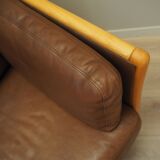 Brown leather sofa, Danish design, 1970s, production: Denmark