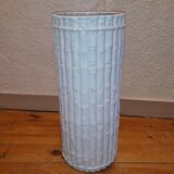 Porte-parapluie vintage italien en céramique blanche style bambou