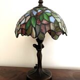Tiffany lamp with bronze naiad base, 20th century