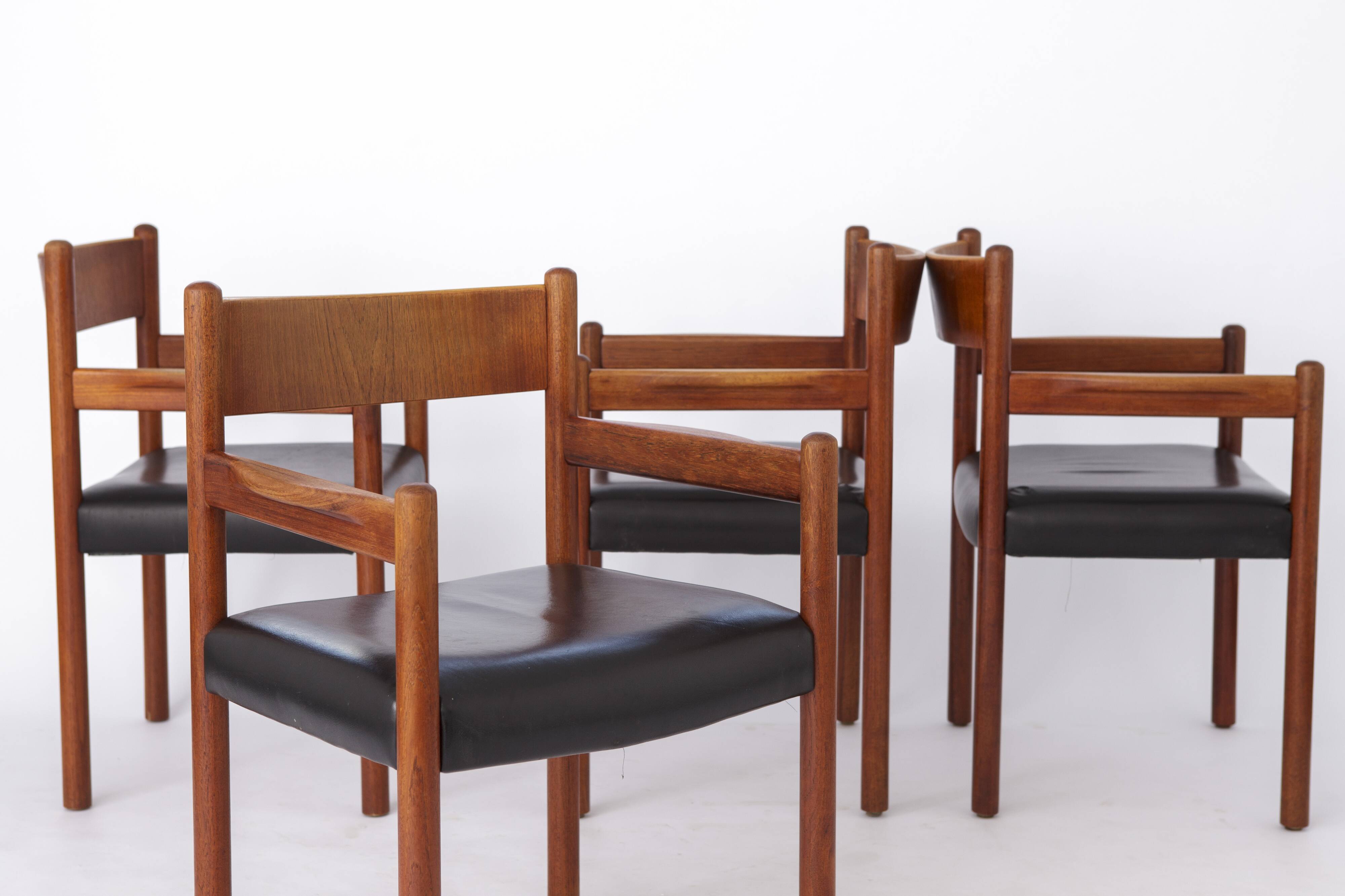 6 vintage armchairs, 1960s, danish, teak