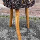 pair of rustic tripod farm stools 1950 brutalist wooden vintage French stool
