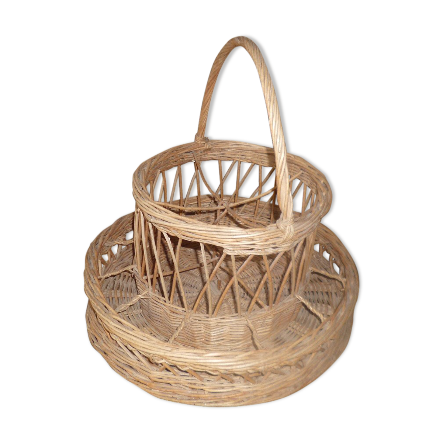 Bar rattan wicker bottle holder 1960