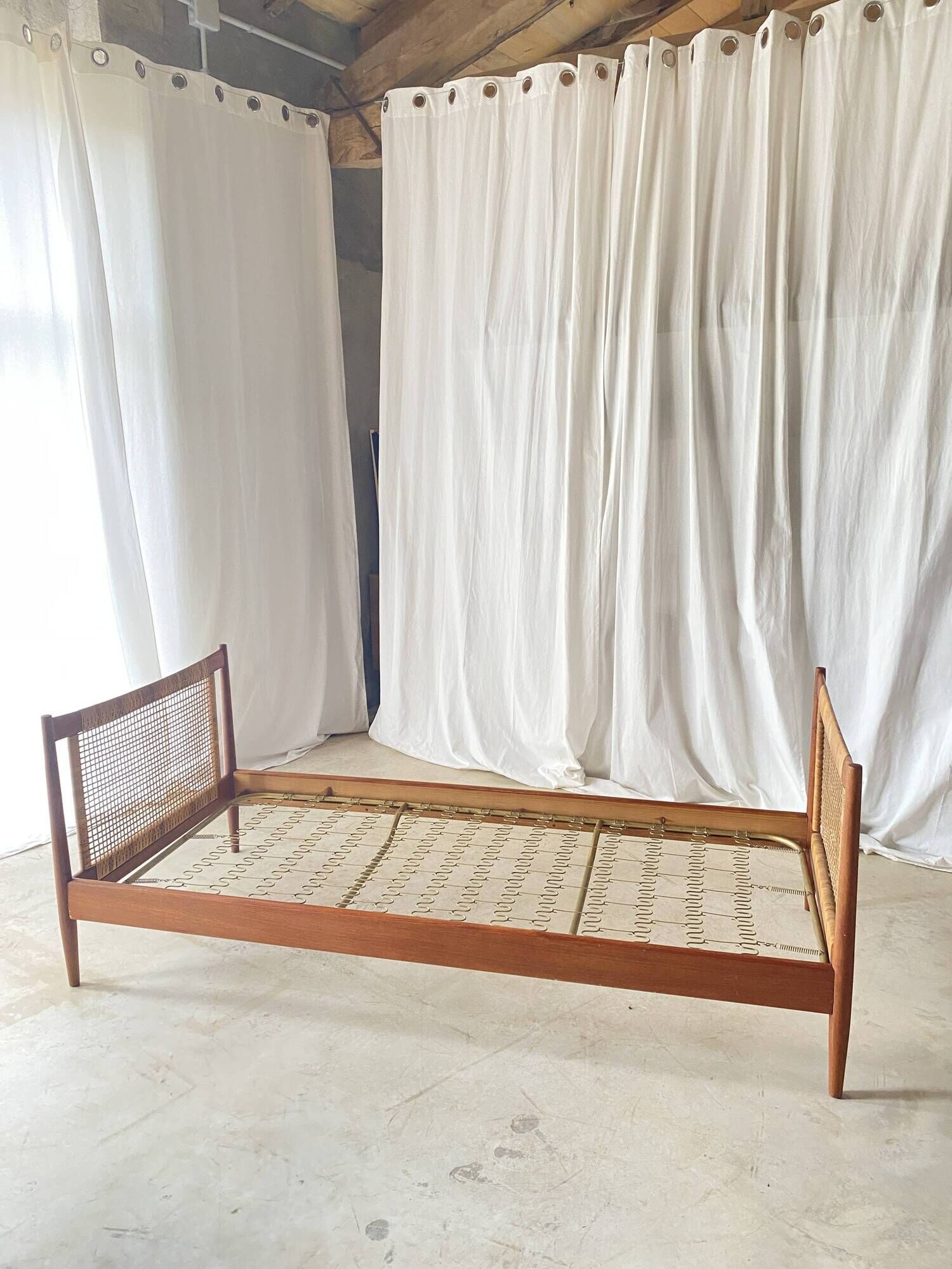 Danish teak bed by Peter Hvidt and Orla Mølgaard for Soborg Møbler.