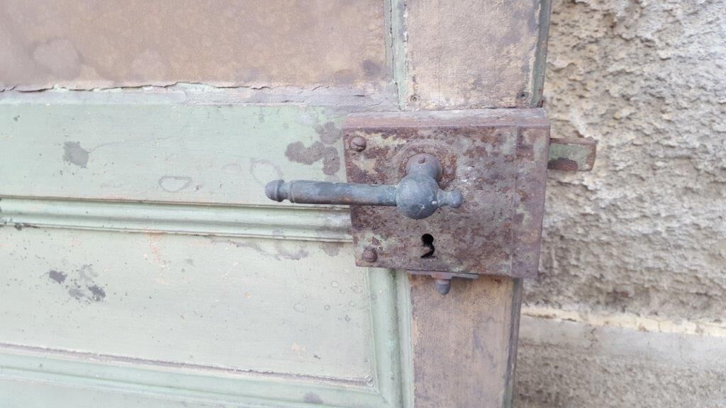 Old green patina door