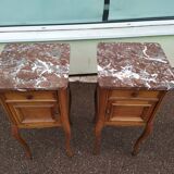 Set of 2 Louis XV style marble bedside tables