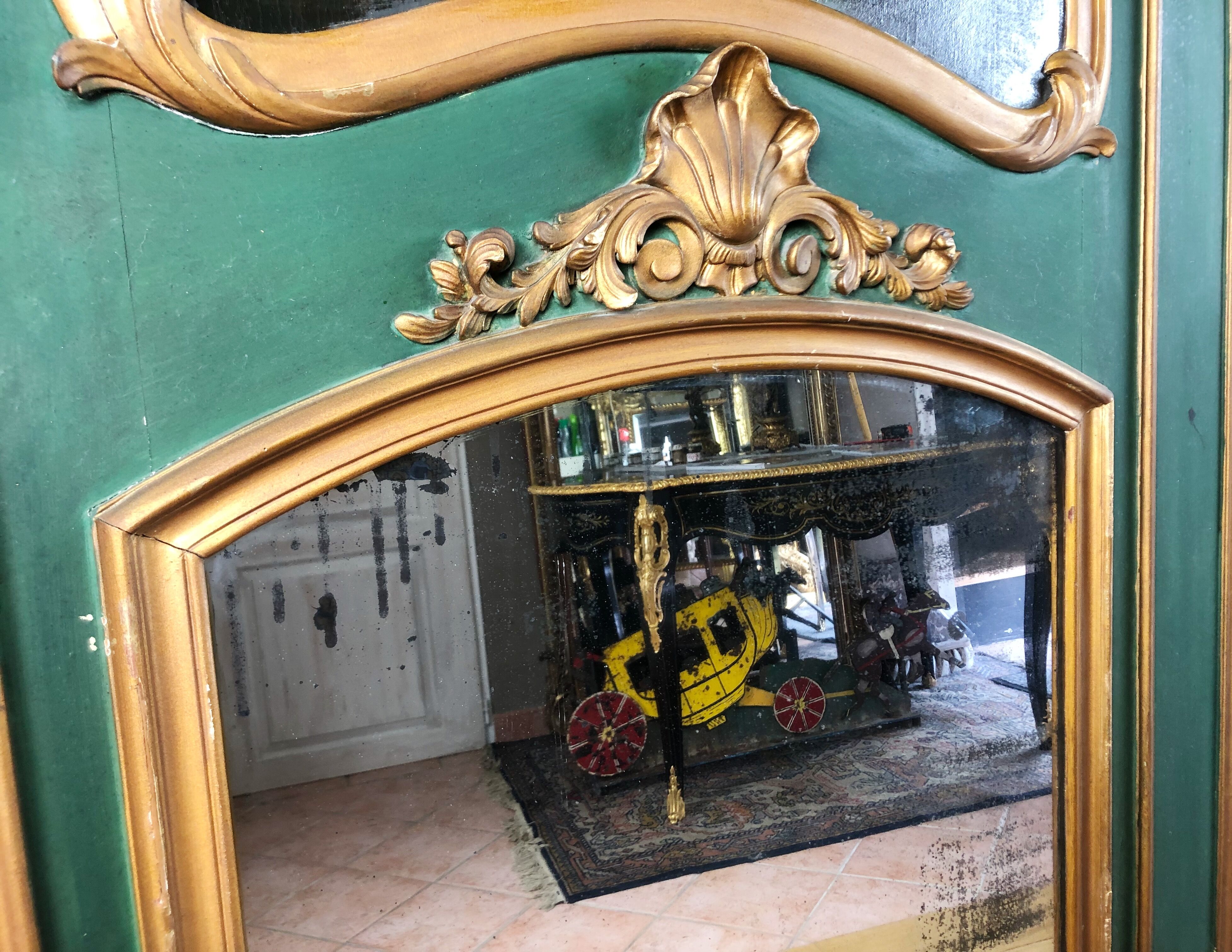 19th century carved wooden trumeau 110x181cm