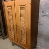 Vintage oak and rattan cabinet 1960