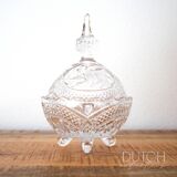 Bonbonnière vintage en cristal, bonbonnière Art déco en verre, décoration de table des années 1970
