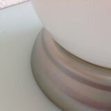 Ceiling lamp globe in white opaline and brushed metal