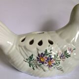 Vintage table flower dove in hand-painted ceramic flower decor