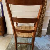 provençal armchair with dark beech armrests two-tone straw seat