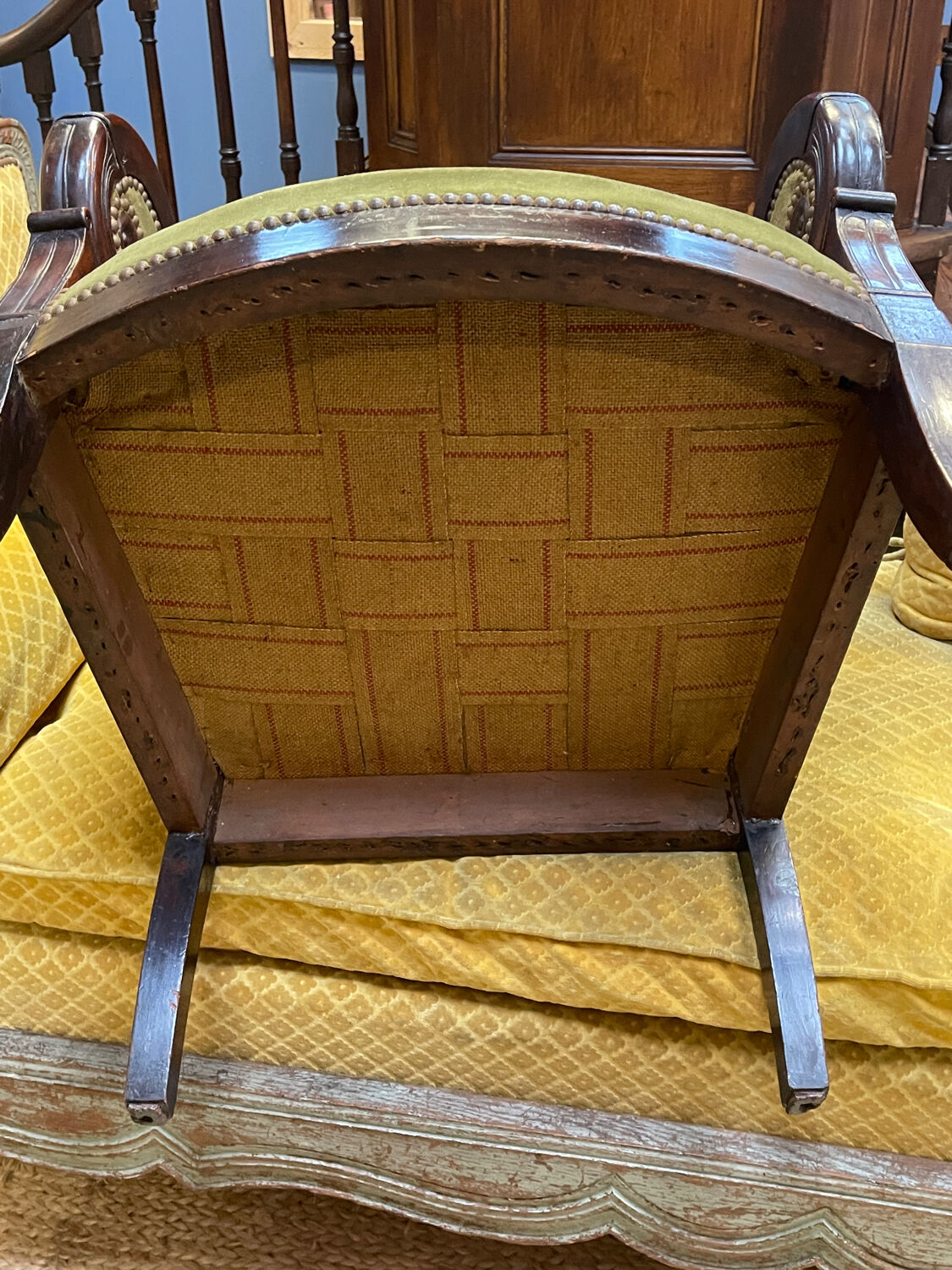 19th-century bergère in mahogany