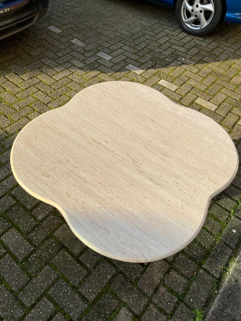 Flower travertine coffee table