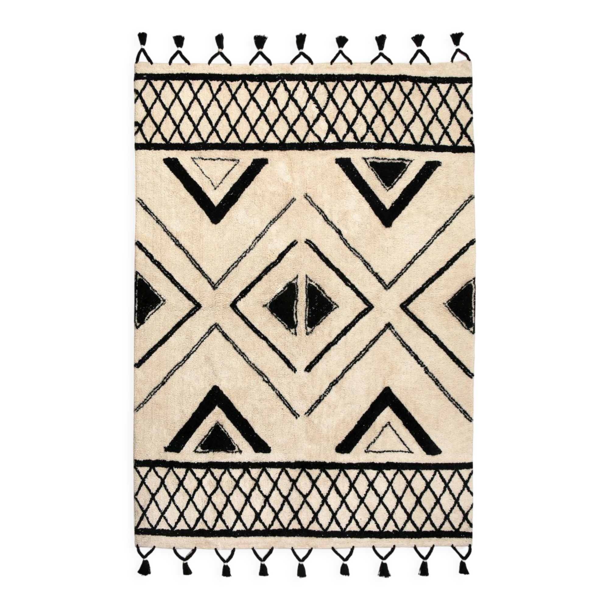 Berber carpet 200 x 290 cm white black pattern