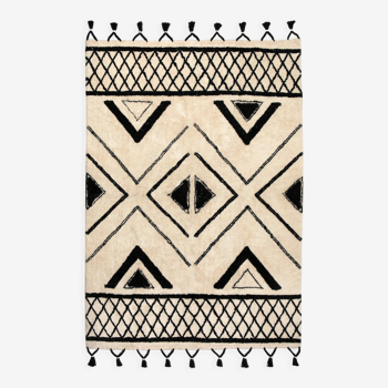 Berber carpet 200 x 290 cm white black pattern