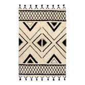 Tapis berbère 200 x 290 cm blanc motif noir