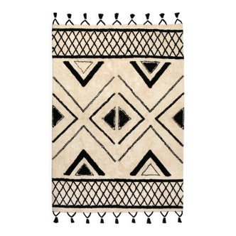 Berber carpet 200 x 290 cm white black pattern