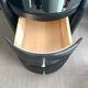 Genuine leather and black glass bedside table Terranova