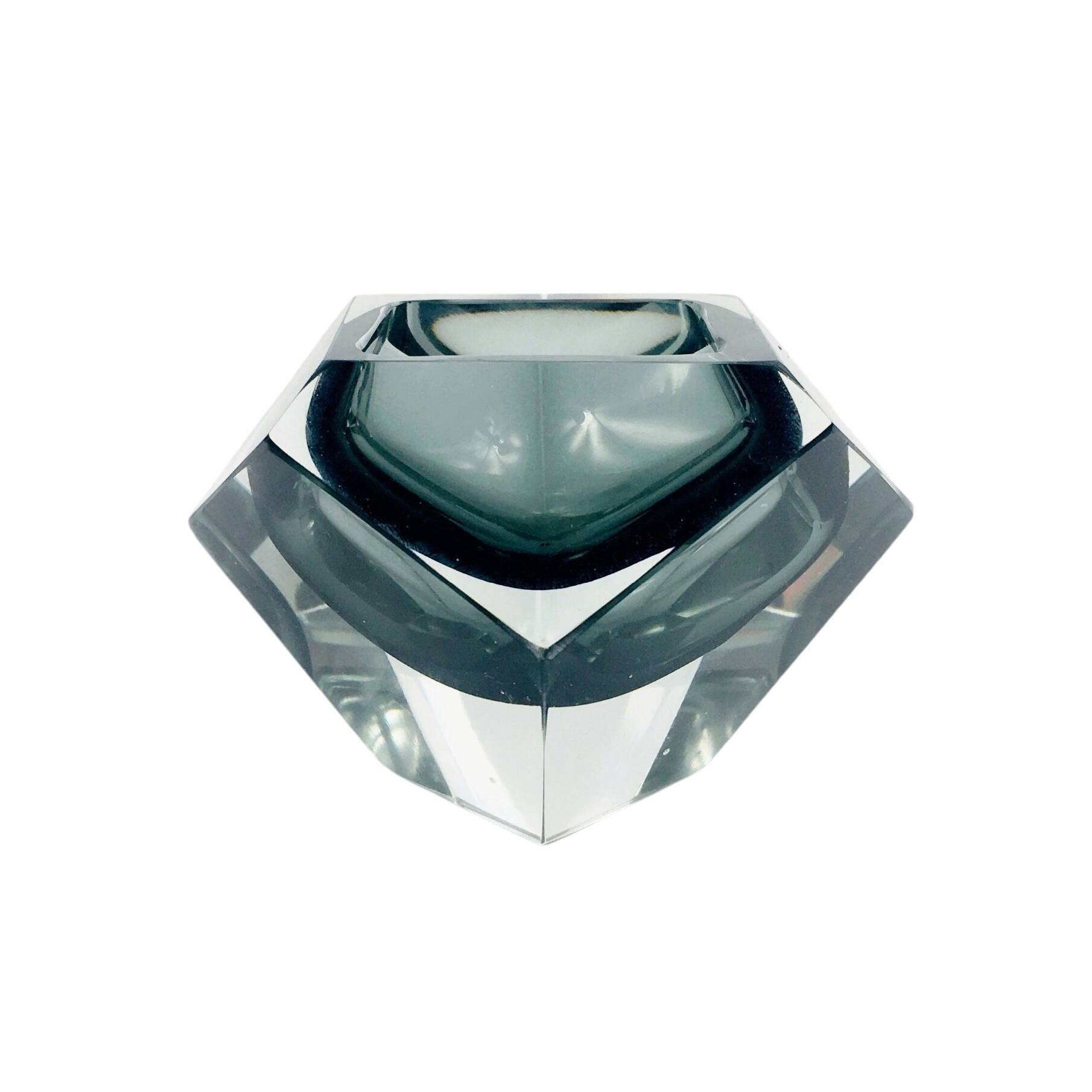 Diamond-Shaped Murano Glass Catchall by F. Poli for Seguso, Italy, 1970s