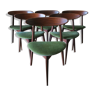 Set of six danish teak tripod dining chairs, 1960
