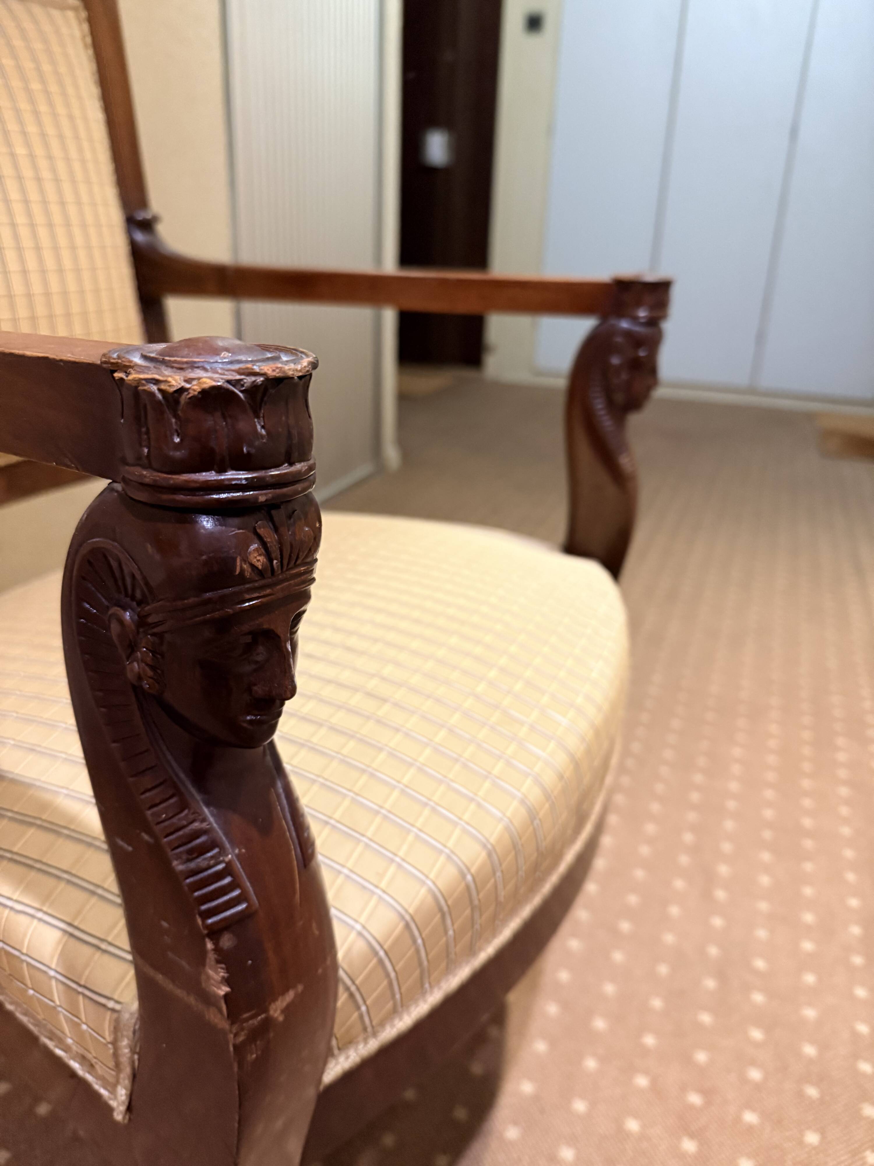 French Empire armchair in mahogany, 18th century.