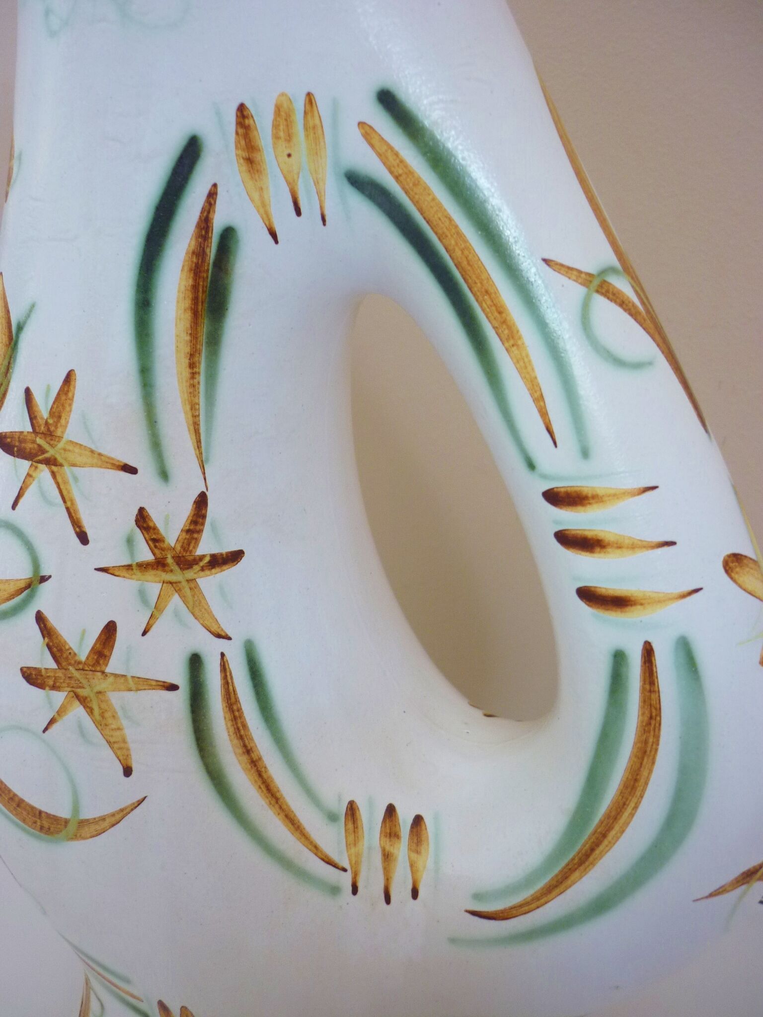 Zoomorphic ceramic pitcher vase from the 60s, signed Helguen Keraluc Quimper