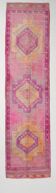 3x12 Fuchisa Pink Turkish Runner,Handmade Wool Vintage Runner Rug,90x359 Cm