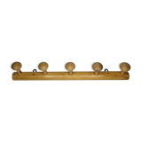 Vintage coat rack in turned wood, 5 hooks