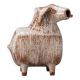 Ceramic sheep figure, sponge-glazed stoneware, Scandinavian mid-century.