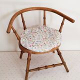Vintage doll chair, in wood, and Liberty cushion