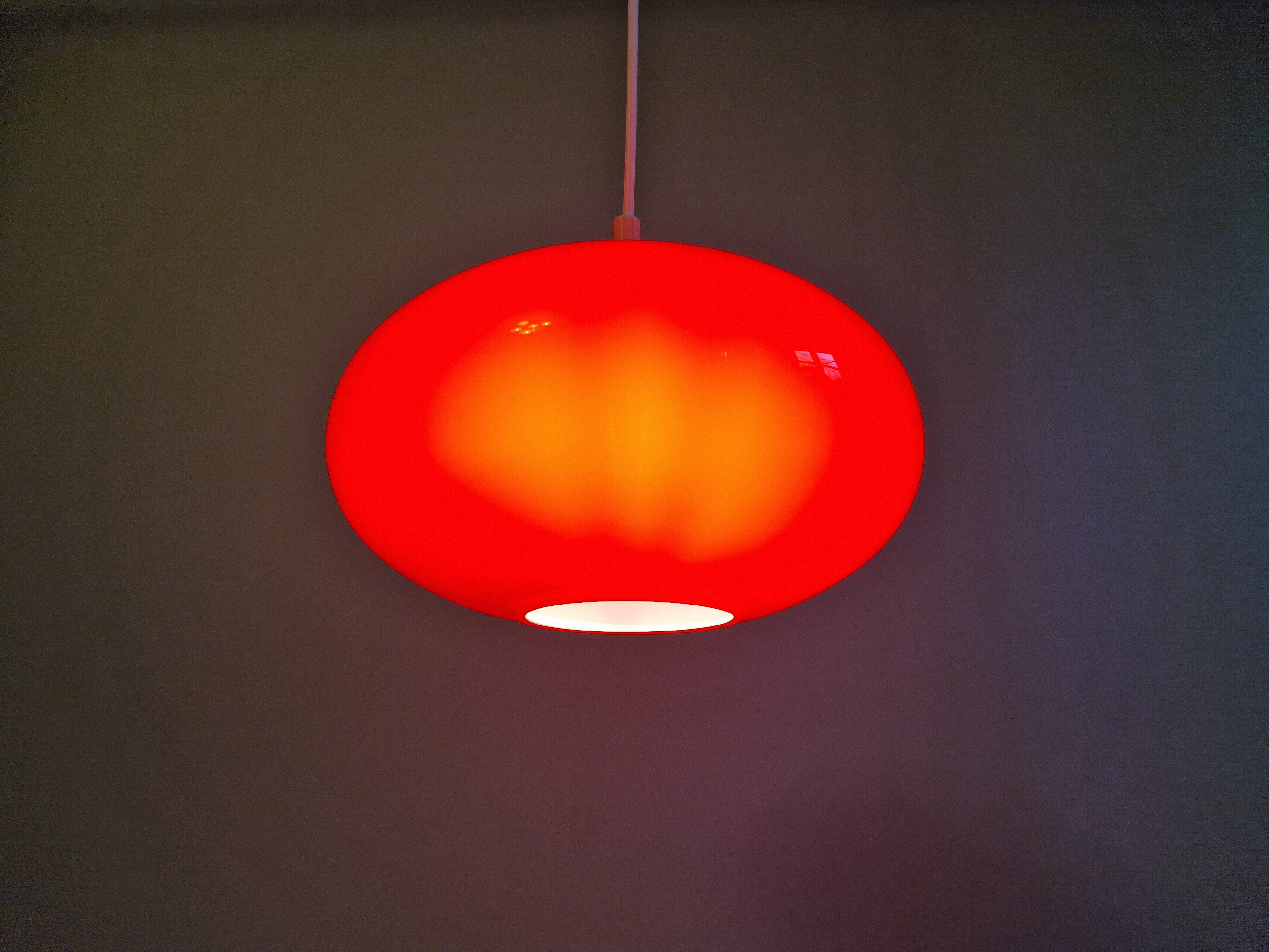 Vintage suspension in red opaline, 1960s-70s.