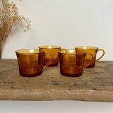4 amber Duralex cups
