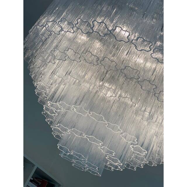 Contemporary transparent "tronchi" murano glass chandelier in venini style