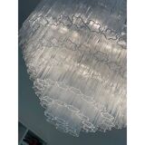 Contemporary transparent "tronchi" murano glass chandelier in venini style