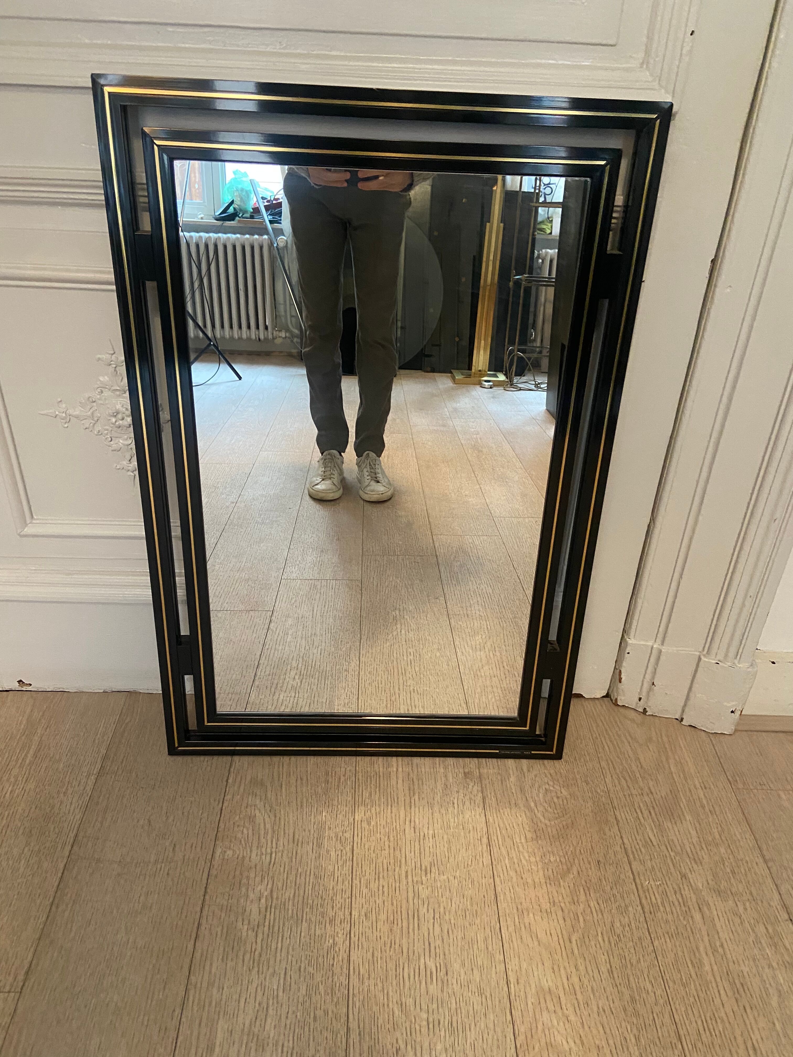 Mirror Pierre Vandel black and gold, 1970s