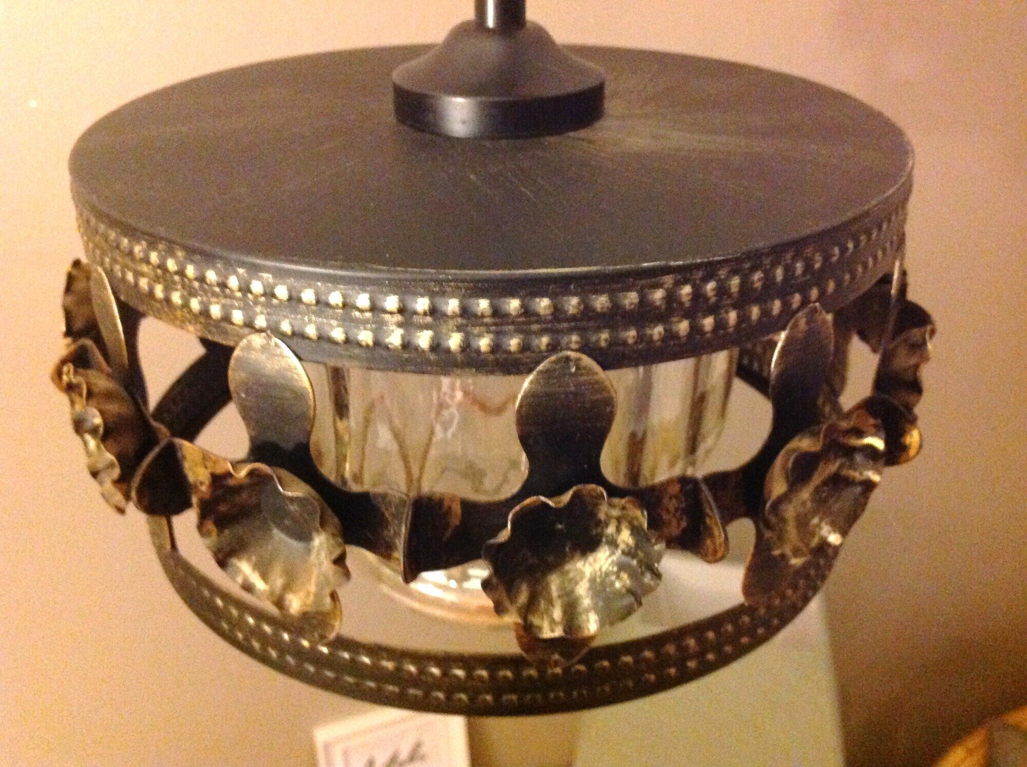 Suspension in enamelled amber glass / vintage 60s-70s
