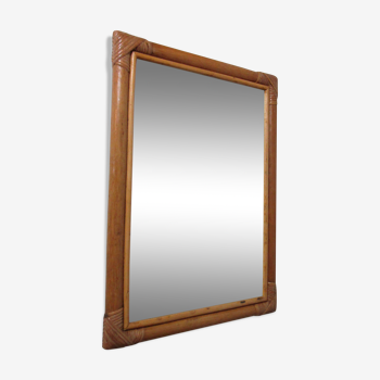 Miroir rectangulaire en rotin vintage 60x45cm