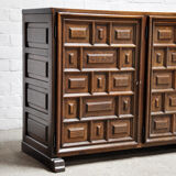 Spanish Brutalist Sideboard With Geometric Patterns, 1940s