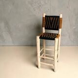 Moroccan bar stool in braided rope