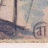 Cubist/Fauvist-style port scene table