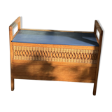 Vintage wooden and rattan toy chest