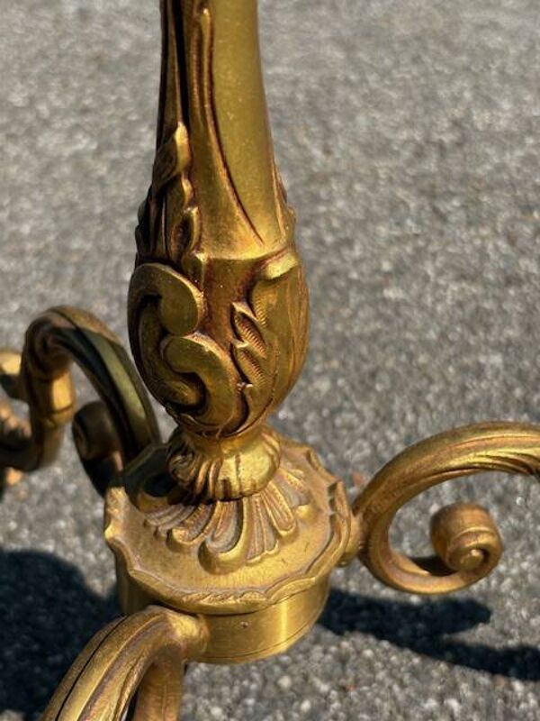ancien lampadaire / luminaire en bronze doré / vintage