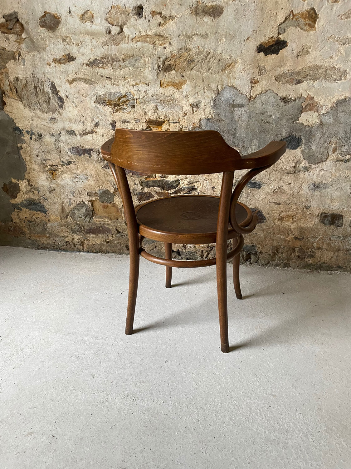 Thonet chair with bent wood, stamped.