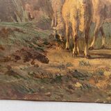 Andres Cortes (Spanish painter 1812-1879), landscape with cows and sheep. Oil on canvas 19th century