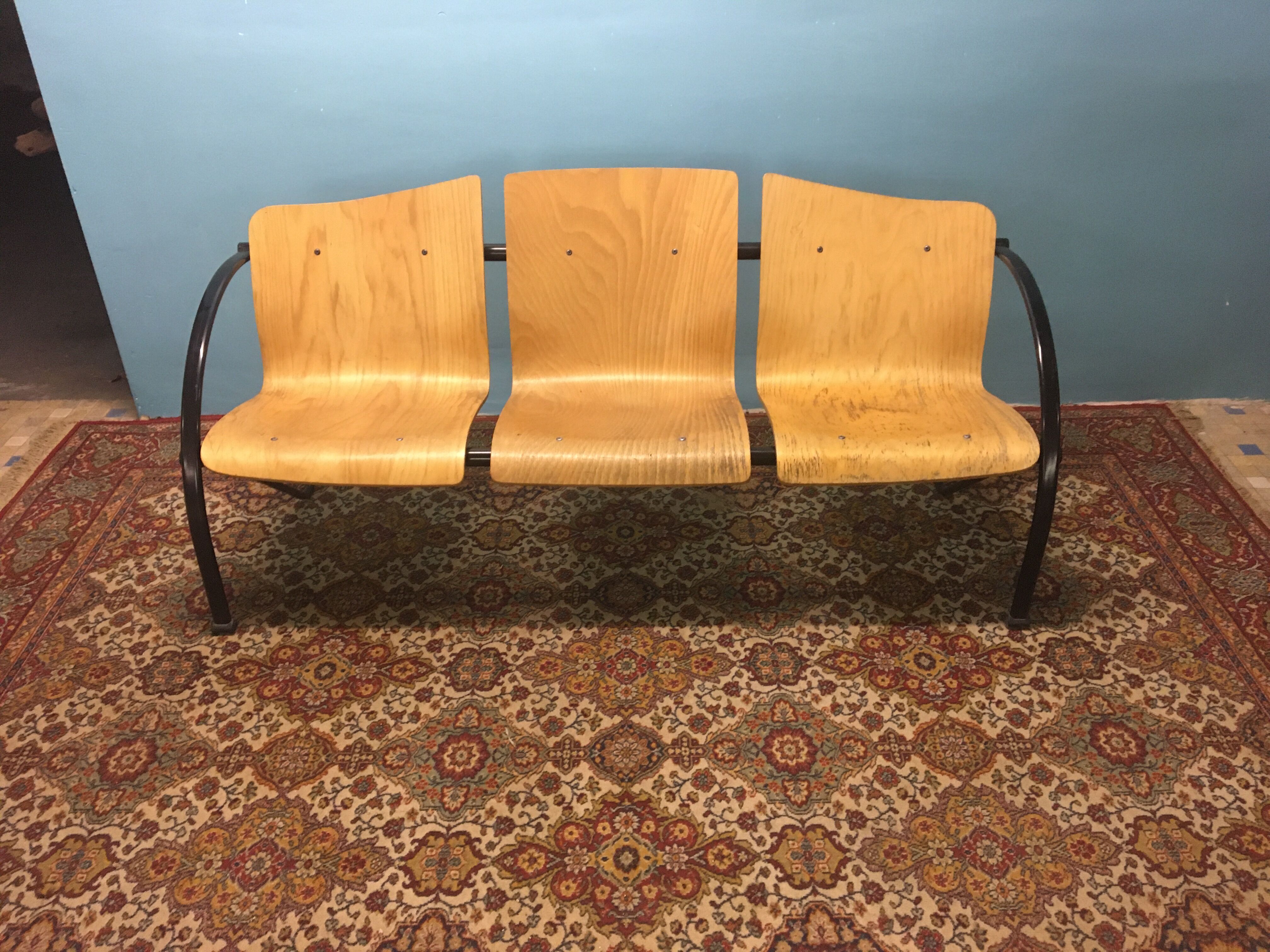 Wooden and metal bench 80s