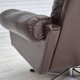 1970s, Danish swivel chair, original condition, brown furniture leather.