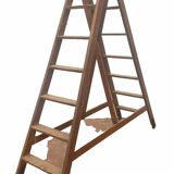 Double library ladder in solid fir 19th century